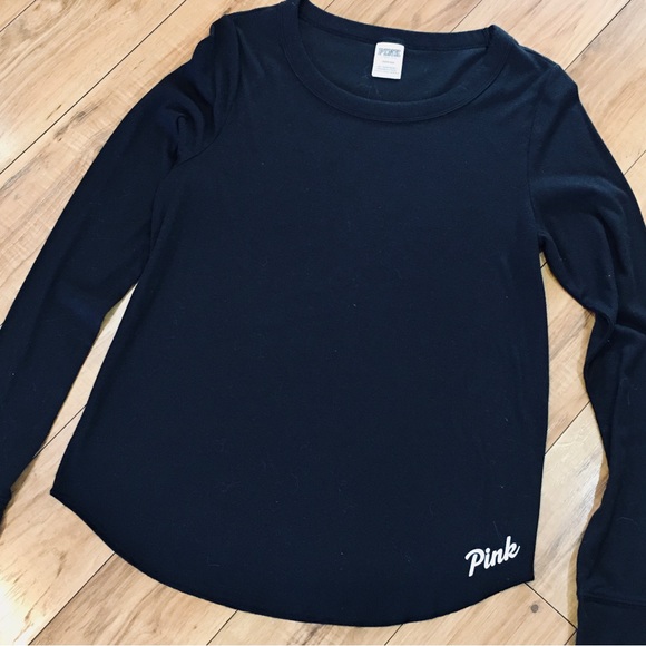 Victoria Secret Pink ribbed knit cotton long sleeve tee shirt top athlesiure - Picture 5 of 6